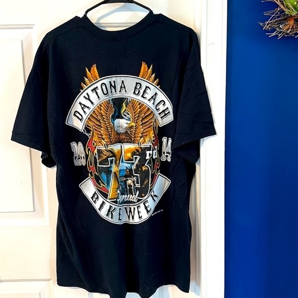 Gildan Black Short Sleeve 2014 73rd Annual Daytona Beach Bike Week T-Shirt XL - Picture 5 of 7